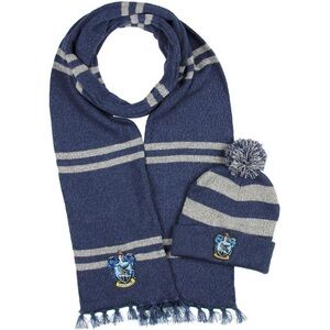 Harry Potter Hogwarts Houses Knit Scarf & Pom Beanie Set RAVENCLAW
